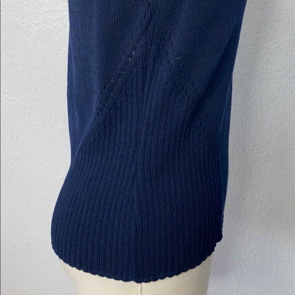 Vintage St. John navy blue knit retro mod top P S - Picture 6 of 9
